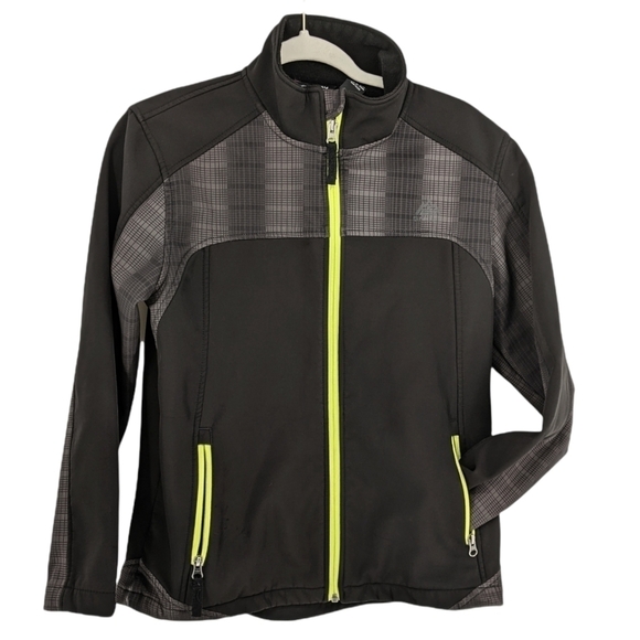 Snozu Full Zip Softshell Jacket Micro Fleece Lined Outdoor Plaid Contrast - Picture 1 of 10